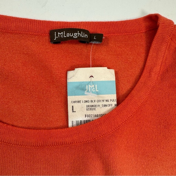 NWT J McLaughlin Women’s Large Caribe Crewneck Sweater Crewneck Orange Tan Ombre - Picture 5 of 9